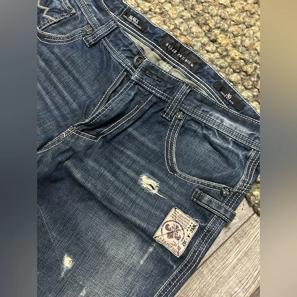 Affliction Black Premium Blake Relaxed straight Distressed Jeans Dark wash